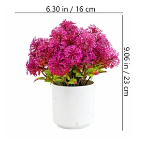 Size diagram for fuchsia mini potted artificial baby's breath plant
