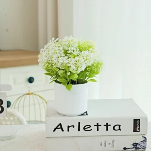 White mini potted artificial baby's breath plant