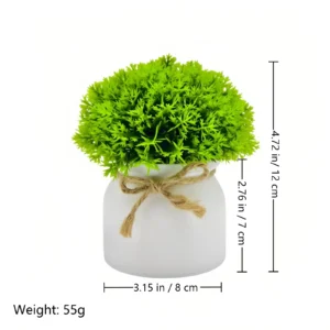 Specification diagram for fine leaf greenery mini Potted Artificial Greenery Plant