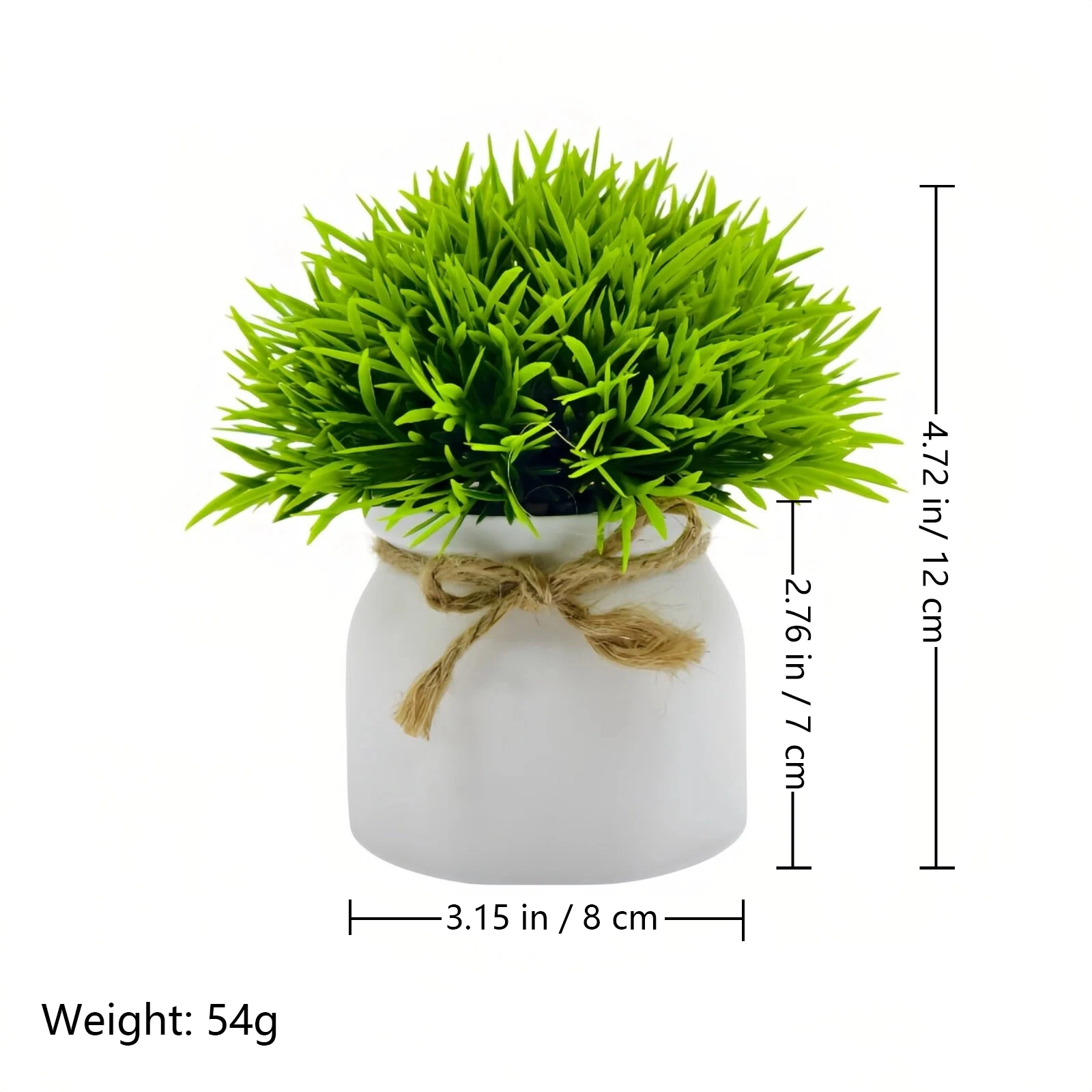 Specification diagram for long leaf grass mini Potted Artificial Greenery Plant
