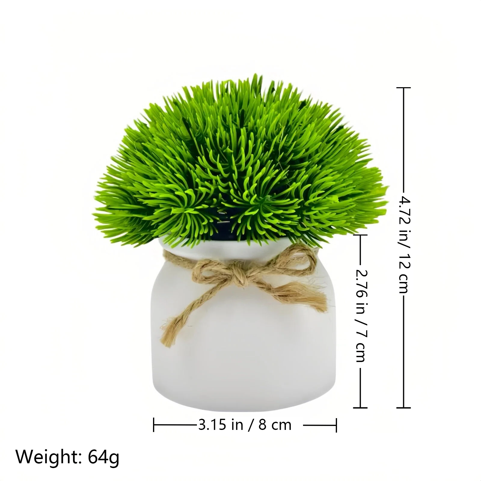 Specification diagram for pine needle grass mini Potted Artificial Greenery Plant