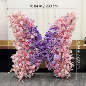 Size diagram for pink purple butterfly flower backdrop, 200 cm
