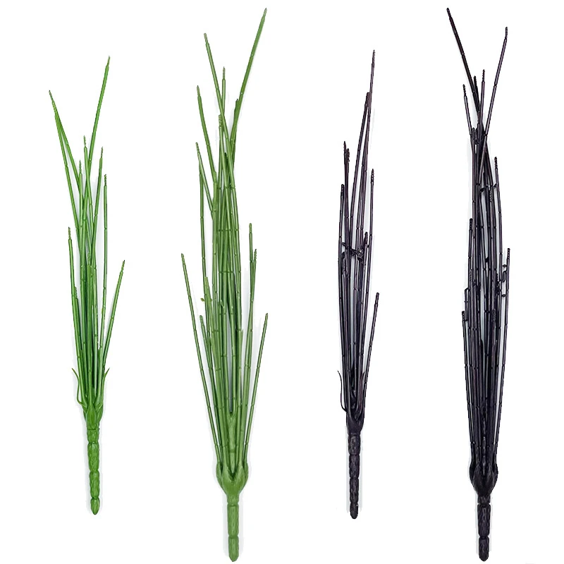 Four plastic flower bush stem frame styles in green and brown