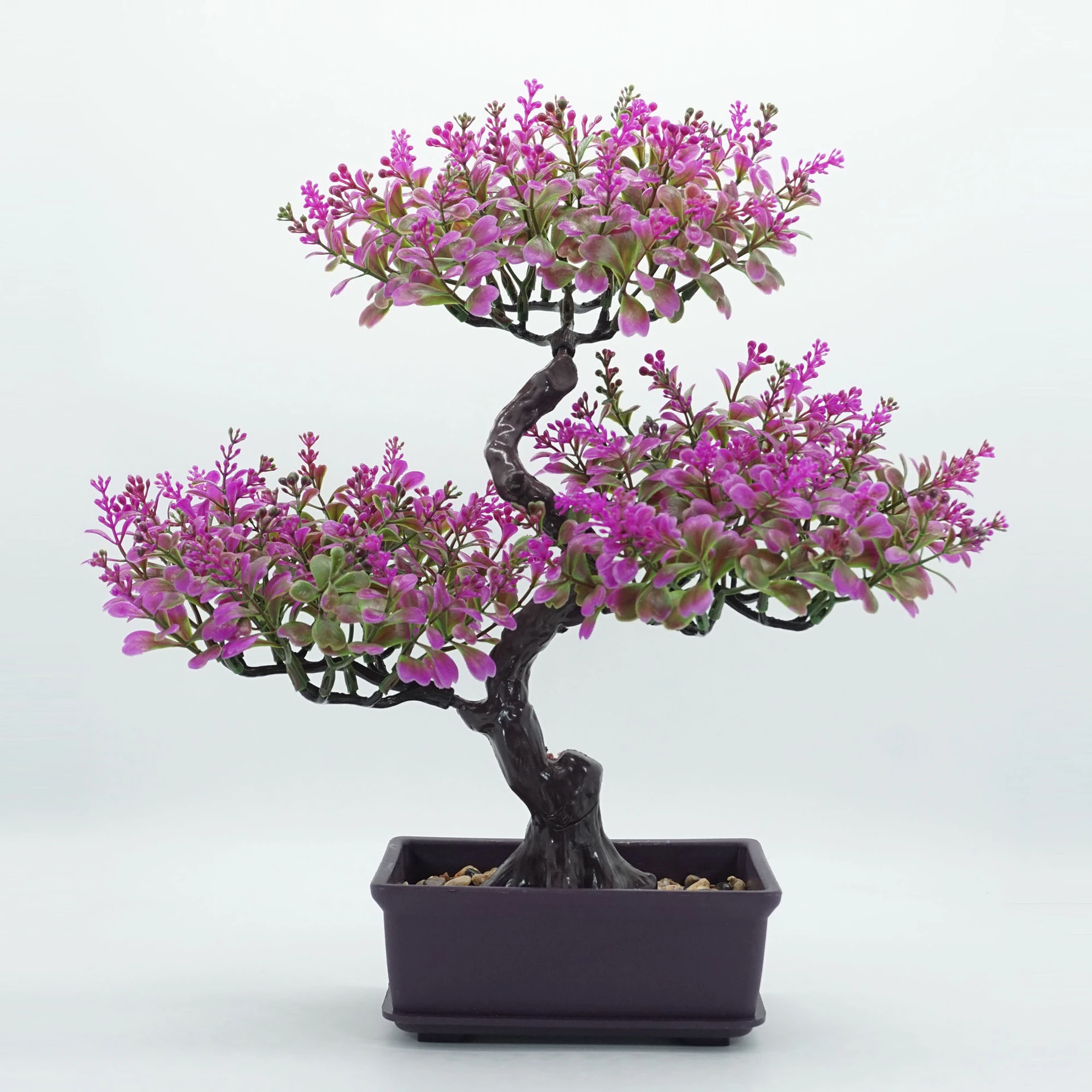 Purple potted Artificial Bonsai Tree, 36 cm