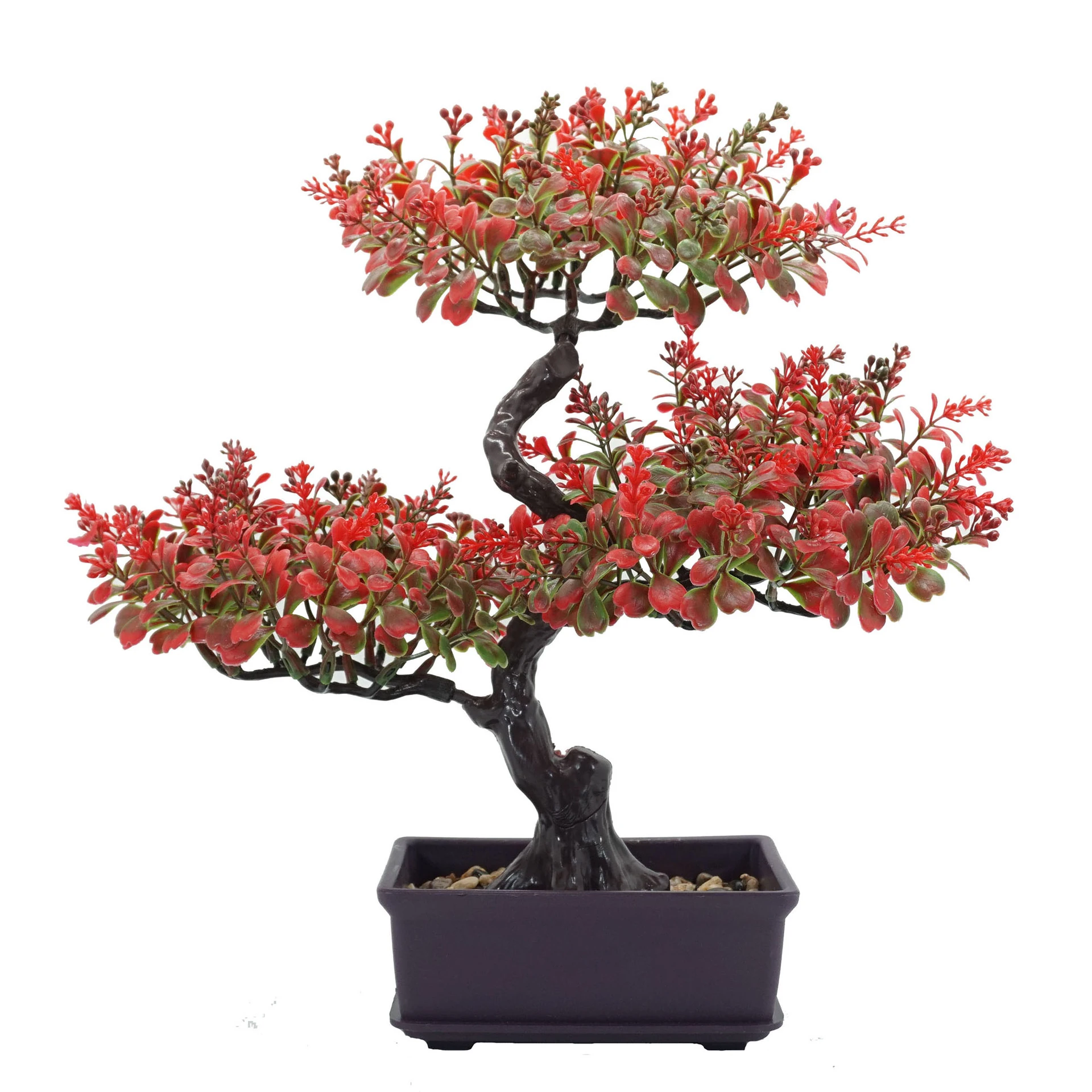Red potted Artificial Bonsai Tree, 36 cm