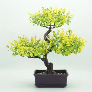 Yellow potted Artificial Bonsai Tree, 36 cm