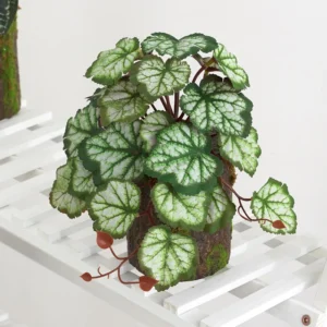 Green potted artificial coral bells plant