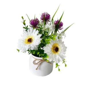White Purple potted artificial daisy mixed flower arrangement
