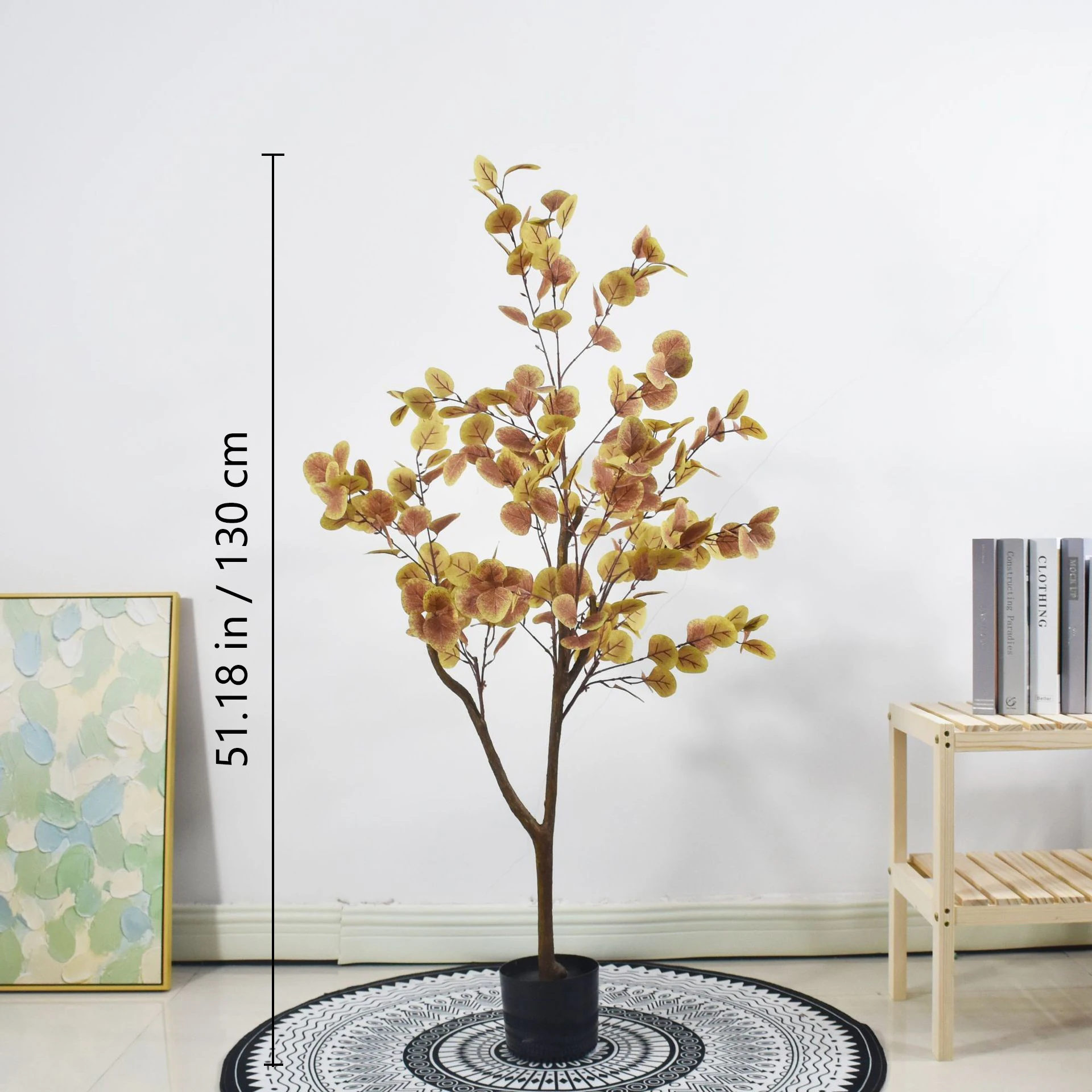 Autumn Gold 130 cm potted artificial eucalyptus tree collection