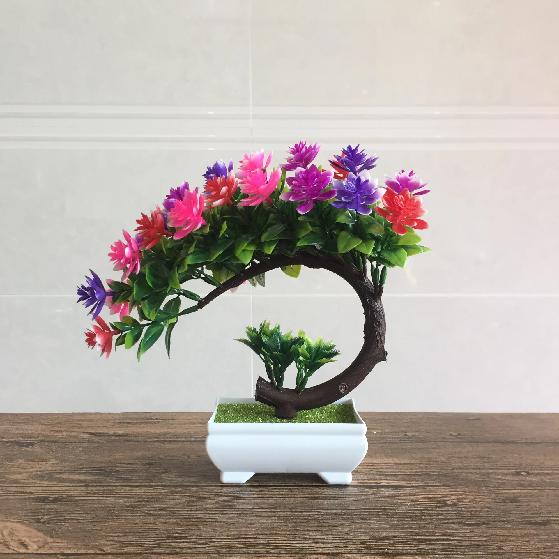 Mixed Pink Purple potted artificial flowering bonsai tree