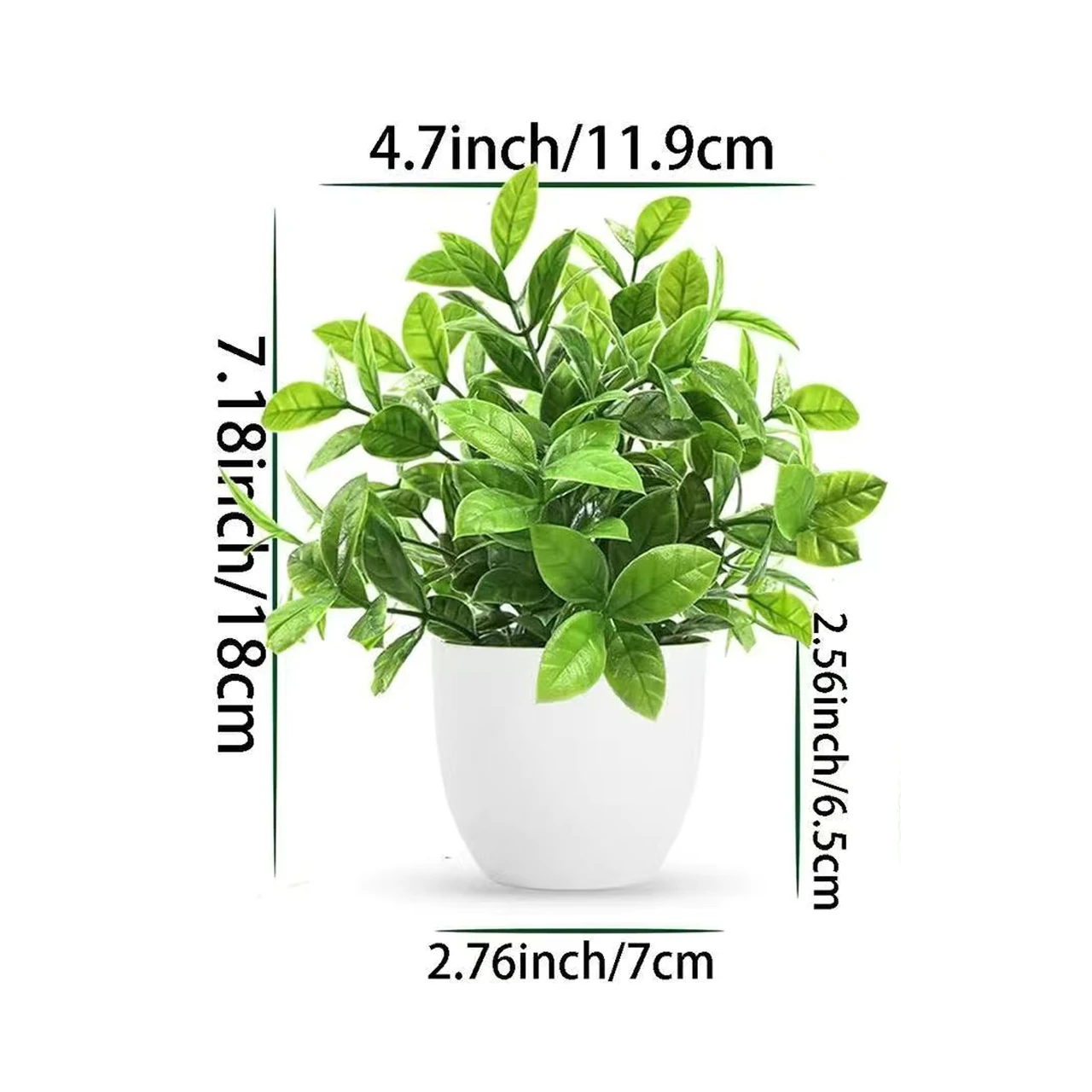 Round Leaf Greenery potted Artificial Greenery Plant, 18 cm