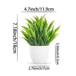 Snake Grass potted Artificial Greenery Plant, 18 cm