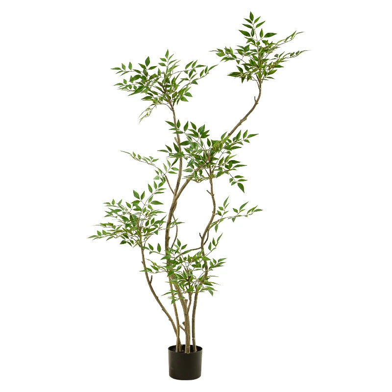 Sammlung künstlicher Nandina-Bäume im Topf