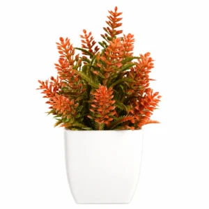 Orange Flowering Grass potted Artificial Orange Greenery Plant, 16.5 cm