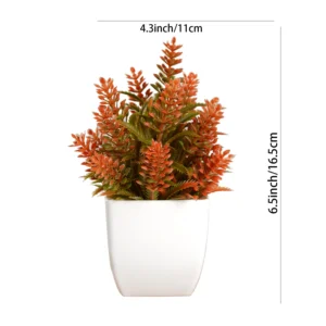 Specification diagram for orange flowering grass potted Artificial Orange Greenery Plant