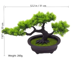 Specification diagram for spreading canopy potted Artificial Pine Bonsai Tree