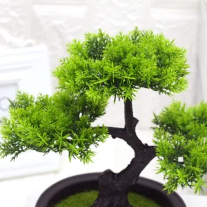 Close-up of potted Artificial Pine Bonsai Tree