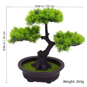 Specification diagram for upright canopy potted Artificial Pine Bonsai Tree