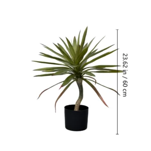 Size diagram for potted artificial red-edged dragon tree collection, 60 cm