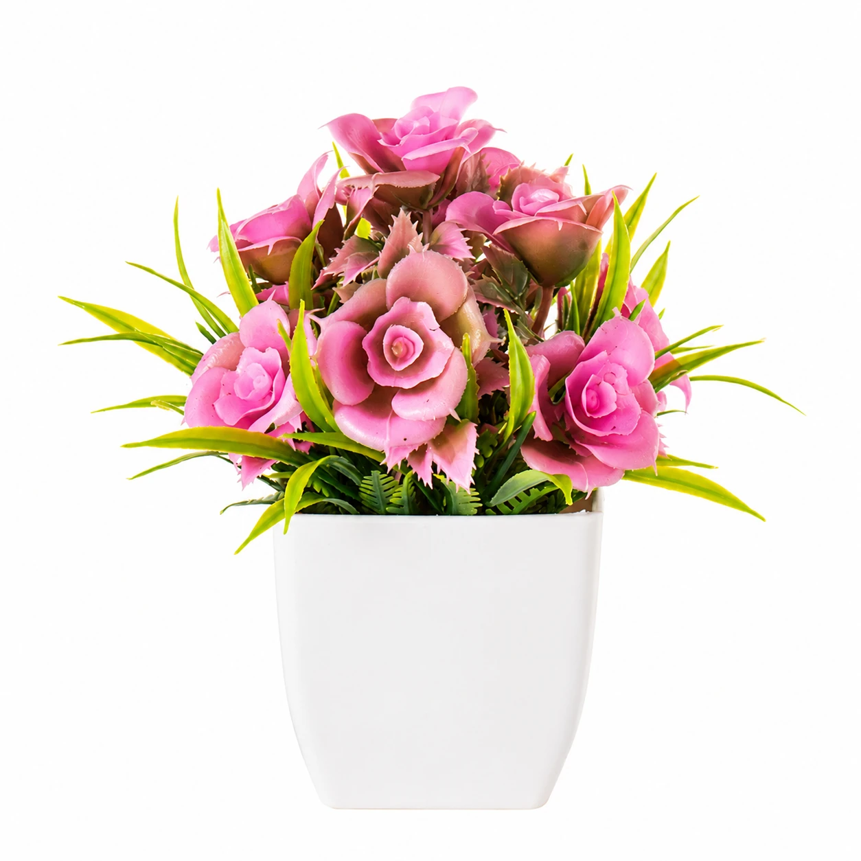 Pink potted Artificial Rose Plant, 20 cm