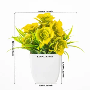 Specification diagram for yellow potted Artificial Rose Plant