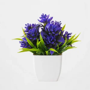 Blue potted Artificial Succulent Flower Plant, 20 cm