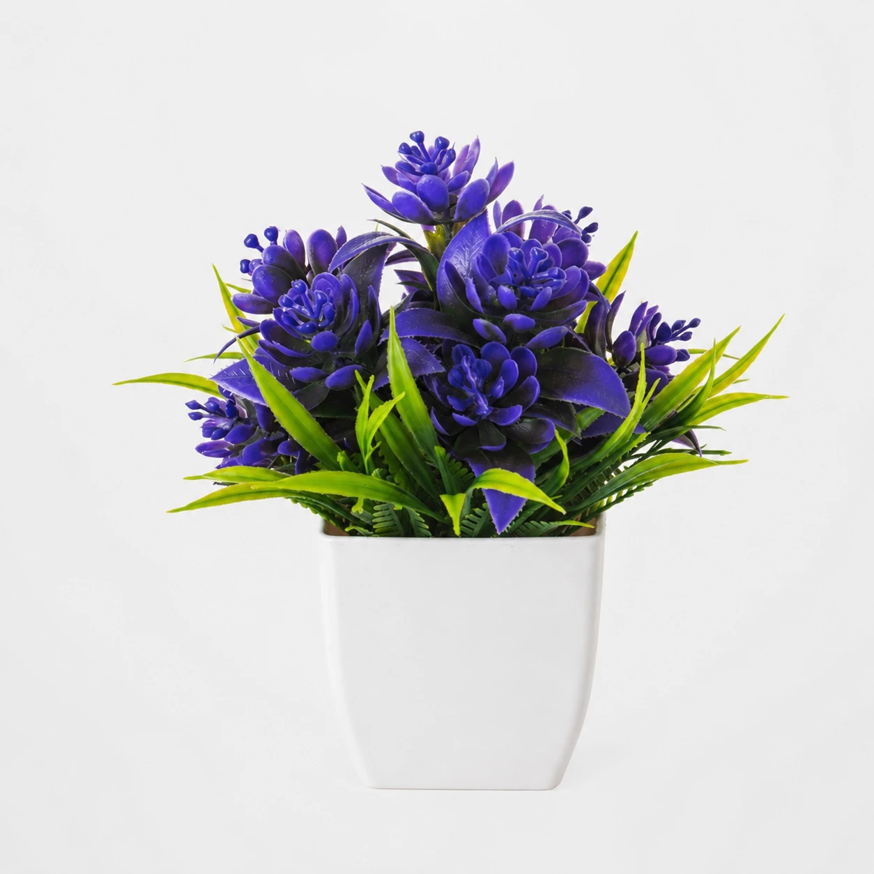 Blue potted Artificial Succulent Flower Plant, 20 cm