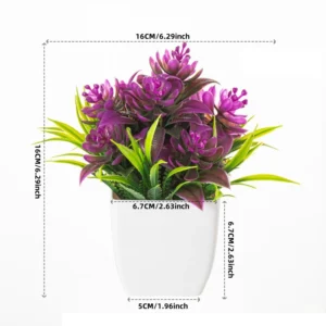 Specification diagram for purple potted Artificial Succulent Flower Plant