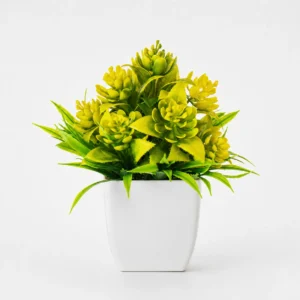 Yellow potted Artificial Succulent Flower Plant, 20 cm