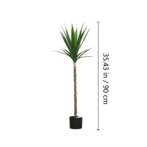 Size diagram for potted artificial yucca tree collection, 90 cm