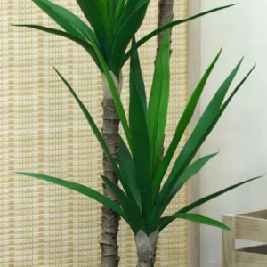 Close-up of potted artificial yucca tree collection
