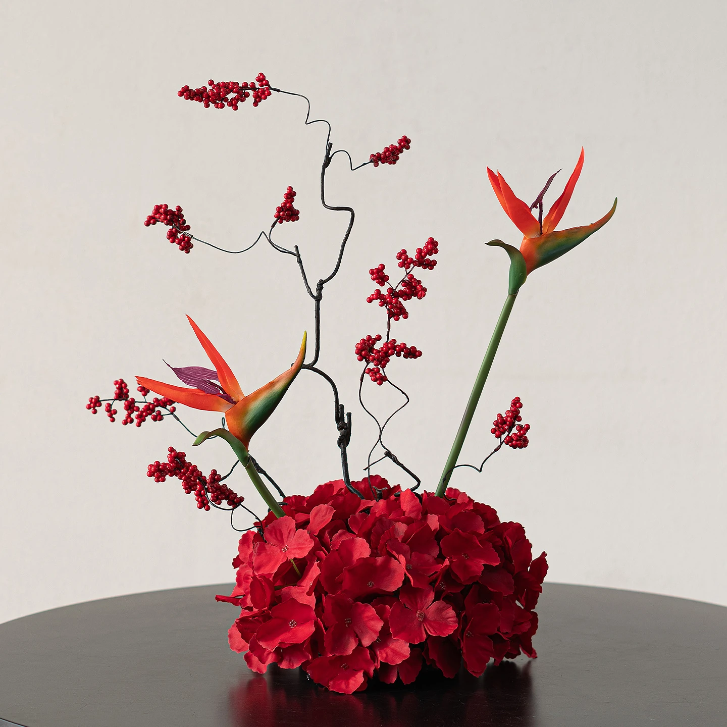 Alternate view of bird of paradise red artificial flower table arrangement collection