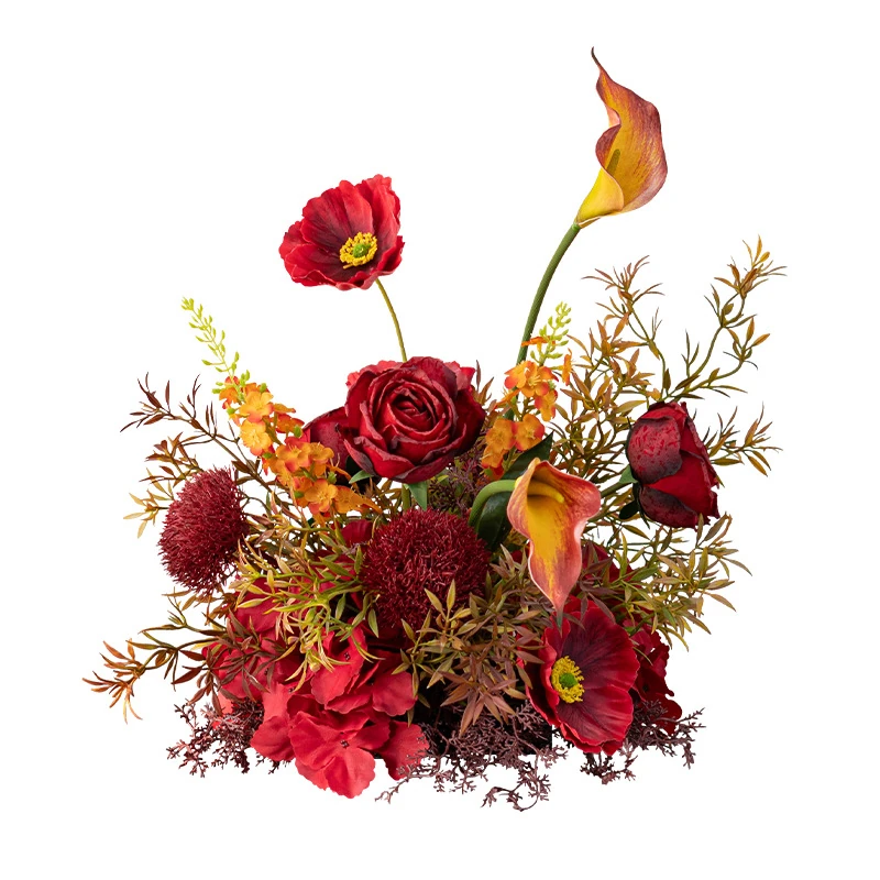 tropical red red artificial flower table arrangement collection