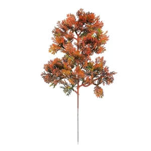 Rust-orange artificial juniper branch with olive-green accents, 33 cm