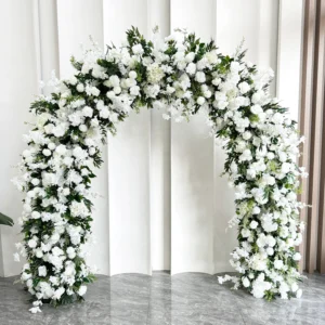 White Rectangular Rose Flower Arch displayed for decorative use