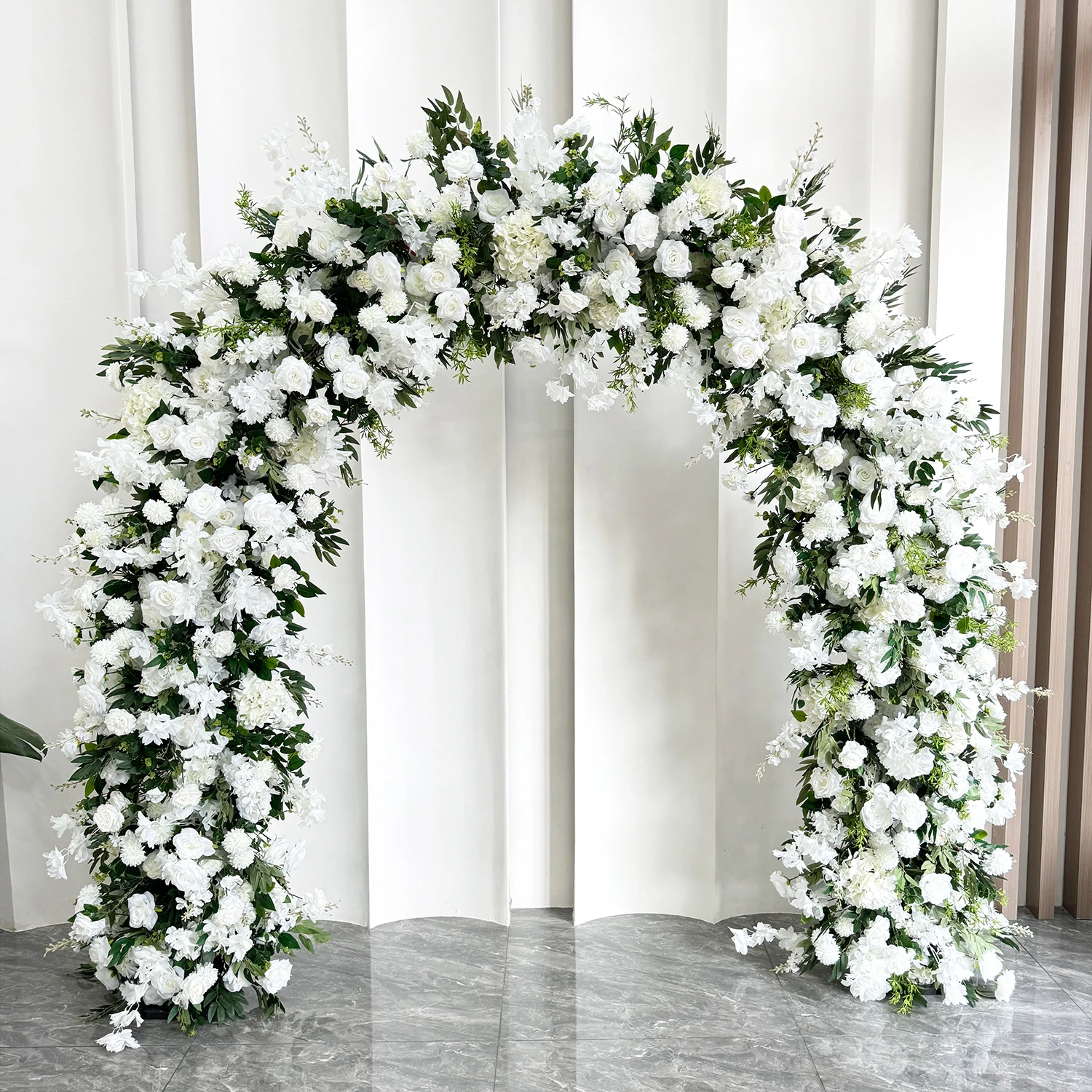 White Rectangular Rose Flower Arch displayed for decorative use