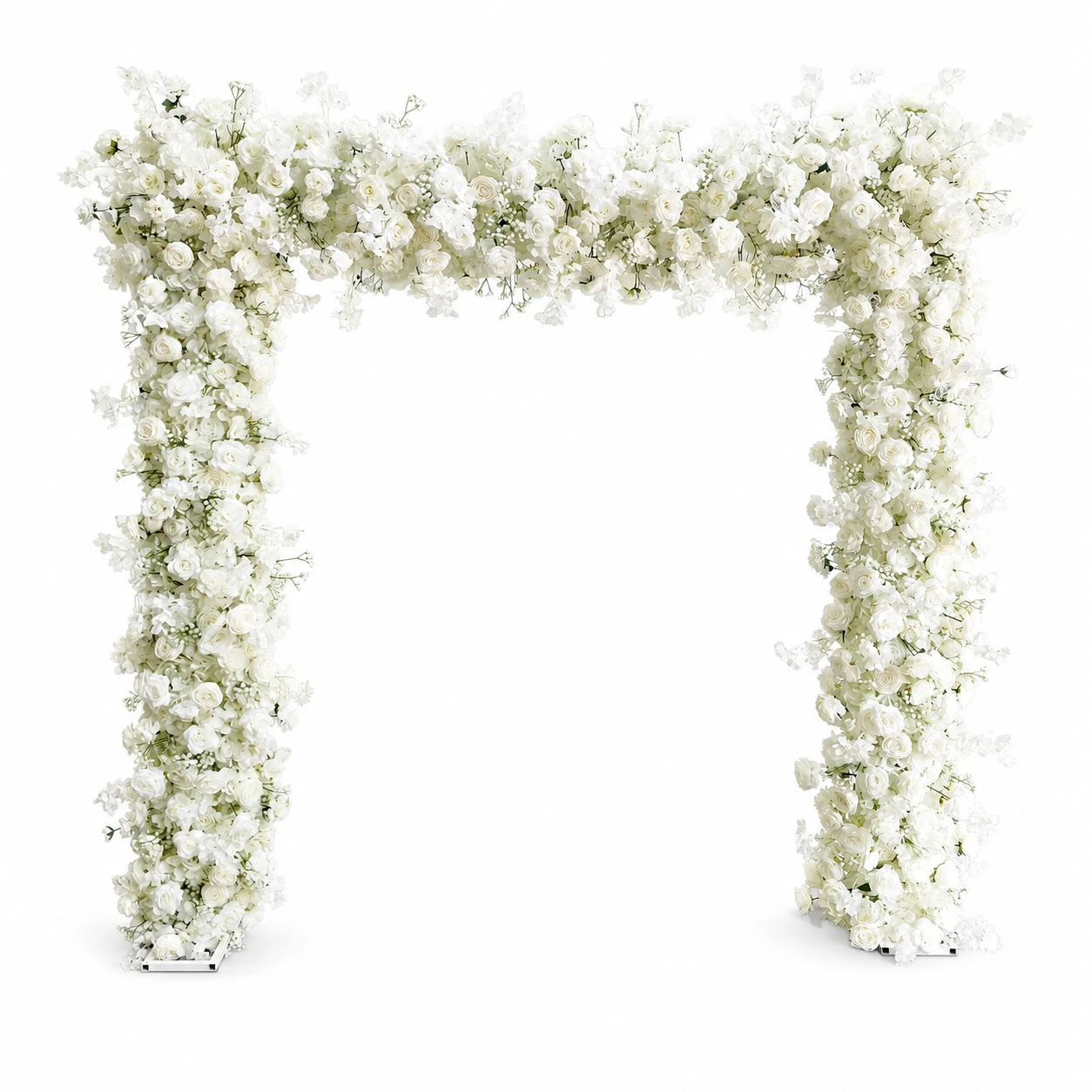 Weißer Rosenhortensien-Hochzeitsblumenbogen