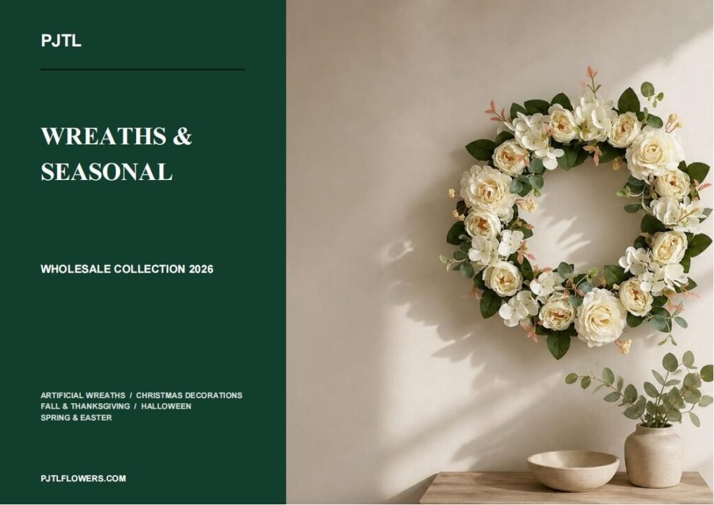 PJTL wholesale wreaths and seasonal decor catalog 2026 cover