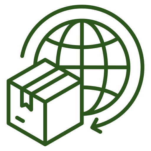 Globe and parcel representing export support.