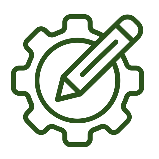 Gear and pencil representing OEM and ODM customization.
