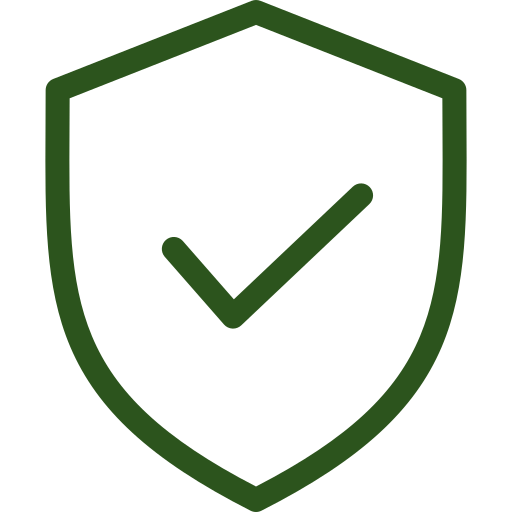 Shield with a check mark representing quality control.