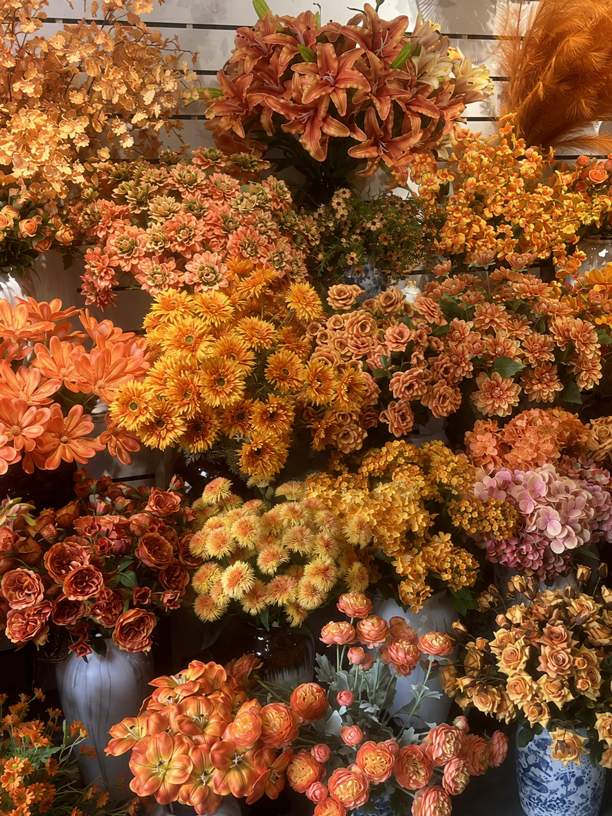 Autumn-colored artificial flowers from PJTL's Wreaths and Seasonal collection.